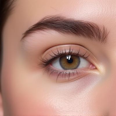 黄金比に基づいて完璧に整えられた眉のクローズアップ